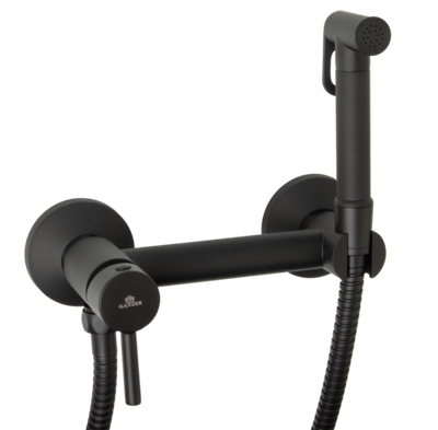 12202-C Set Смеситель для гиг. душа КРУГ (ЧЕРНЫЙ)  GANZER  (10/1шт)