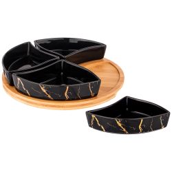 МЕНАЖНИЦА 4 СЕКЦИИ НА ДЕРЕВ. ПОДСТАВКЕ LEFARD "FANTASY" 26,5 СМ ЧЕРНАЯ (КОР=12ШТ.)