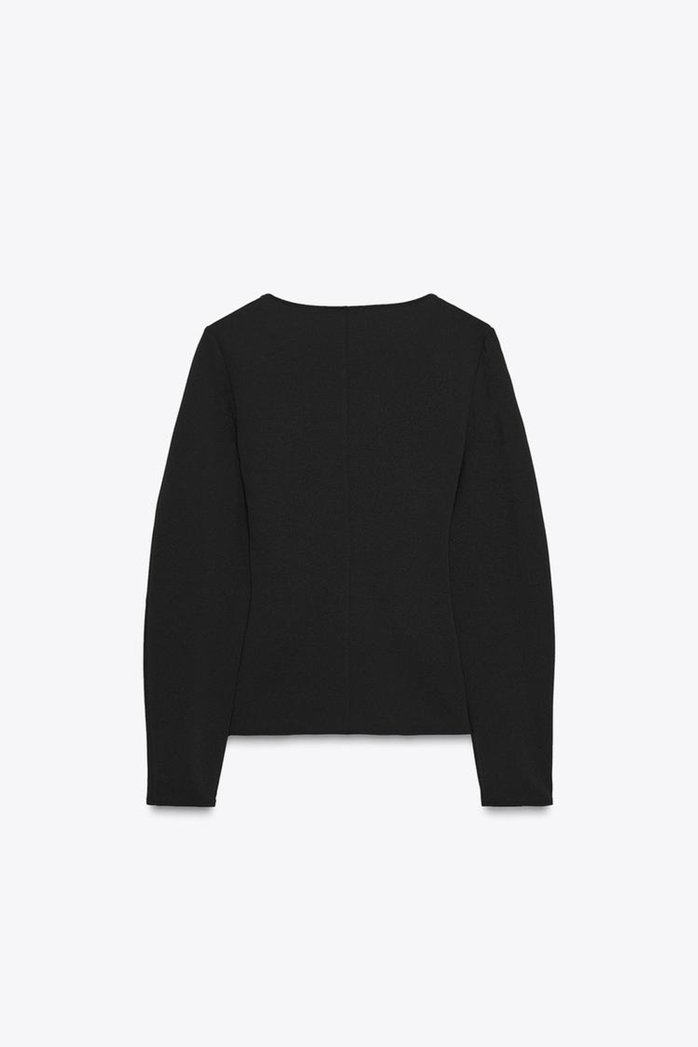 ZARA ТОП ИЗ КРЕПА СО СБОРКАМИ, ЧЕРНЫЙ