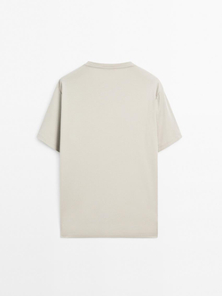 Massimo Dutti Футболка из смесового хлопка, каменно-серый