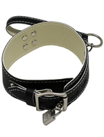 Черный ошейник с металлическим поводком с ручкой (Цвет: черный)