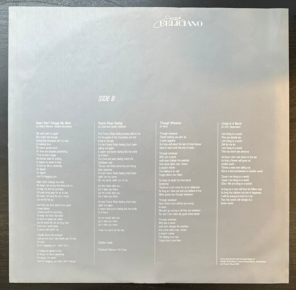 Jose Feliciano- I'm Never Gonna Change (Голландия 1989г.)