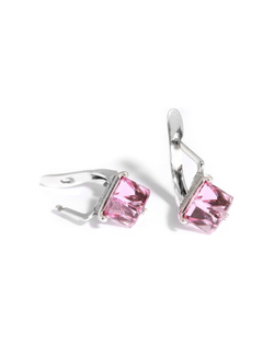 "Кубик" серьги в серебряном покрытии из коллекции "Леди" от Jenavi с английским замком