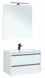 Тумба с раковиной Aquanet Lino 80 белая матовая