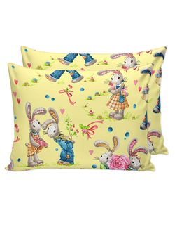 Наволочка комплект 2шт Сказка "Зайчики" 50х70 см, перкаль
