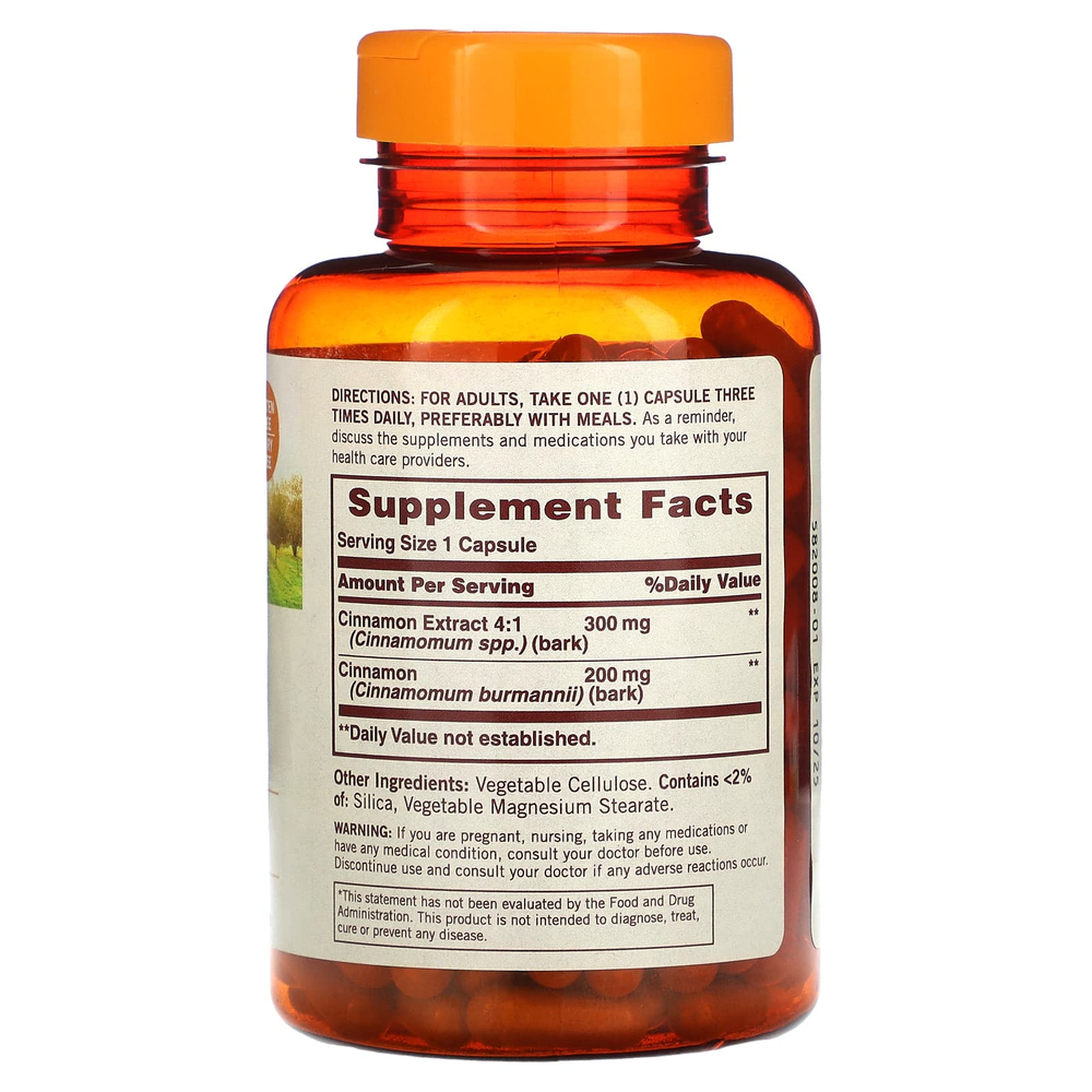 Sundown Naturals, корица, 1500 мг, 200 капсул (500 мг в 1 капсуле)