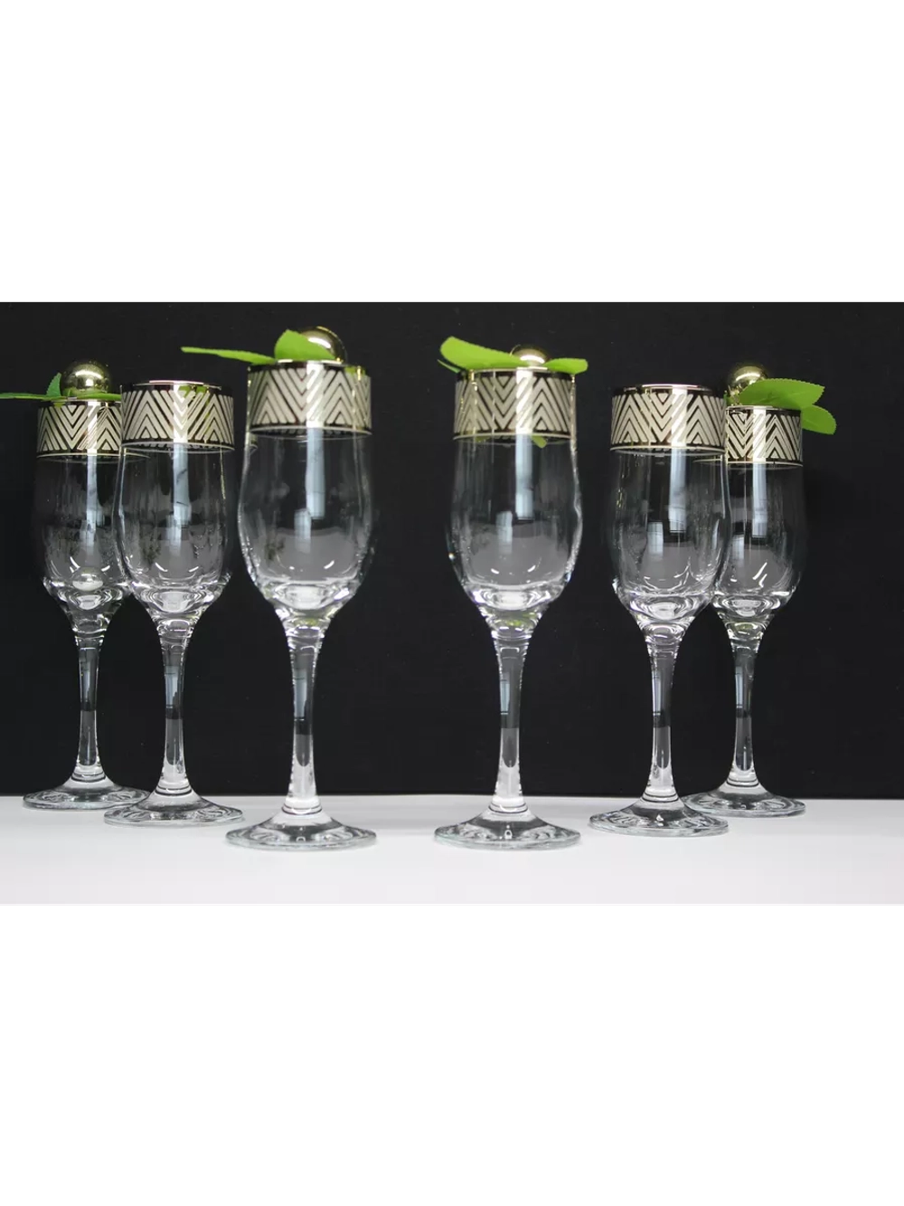 Бокалы для шампанского 6 штук Золотое сечение