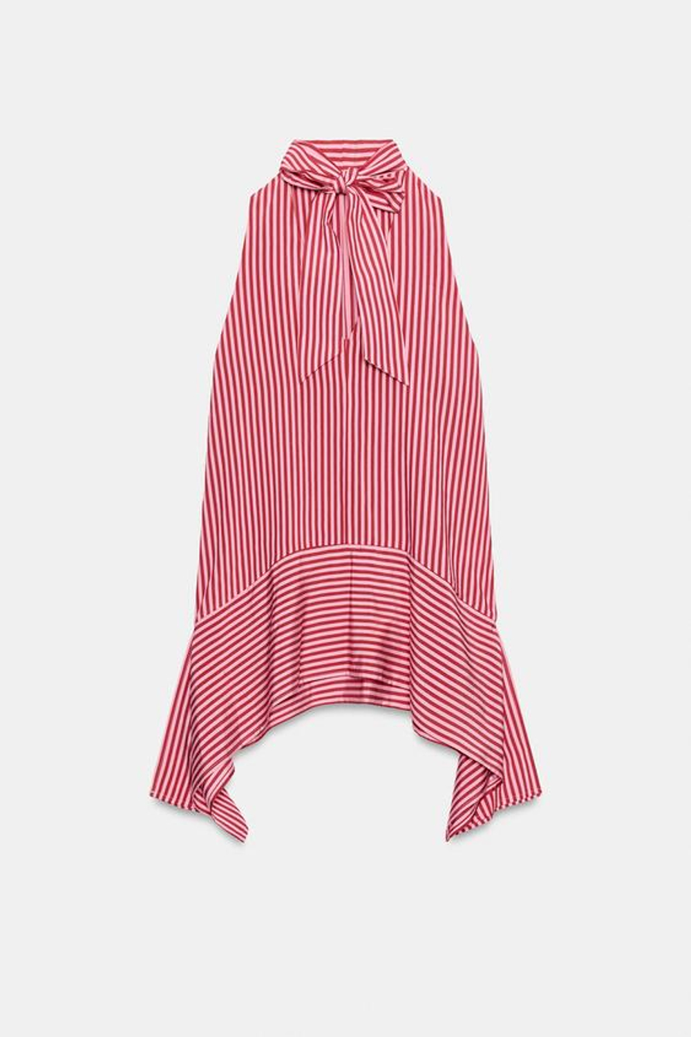 ZARA ТОП В ПОЛОСКУ АСИММЕТРИЧНОГО КРОЯ, ЦВЕТ ФУКСИИ