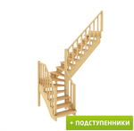 Лестница на второй этаж К-021м Правая с подступенками