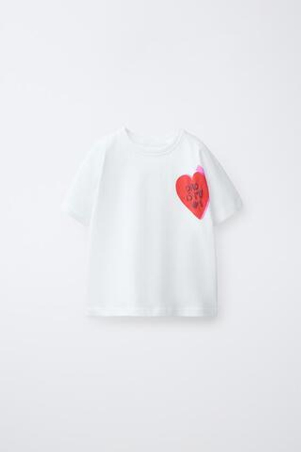 ZARA ФУТБОЛКА С РЕЛЬЕФНЫМ ПРИНТОМ, БЕЛЫЙ