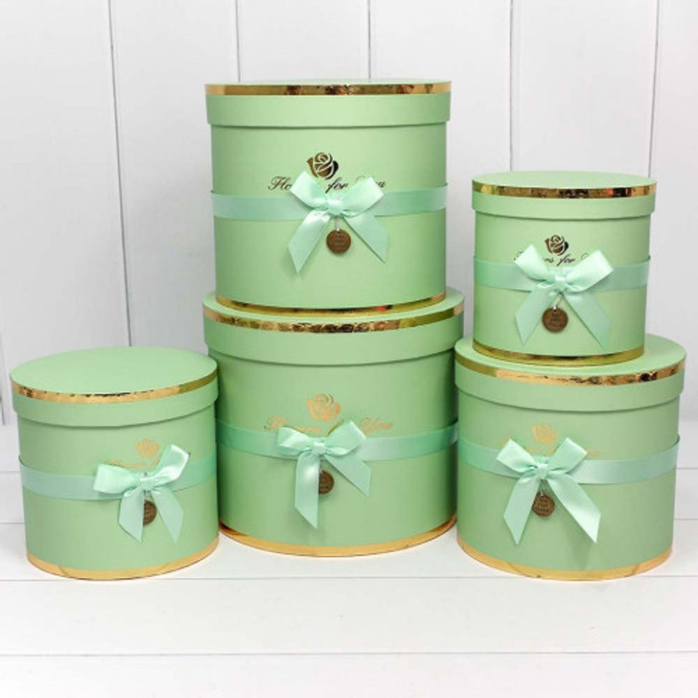 Коробка 22.5х19.5 см Набор 5 шт "Flowers For You" (Зеленый)