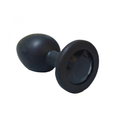 Анальная пробка из чёрного силикона с черным кристаллом (размер S)