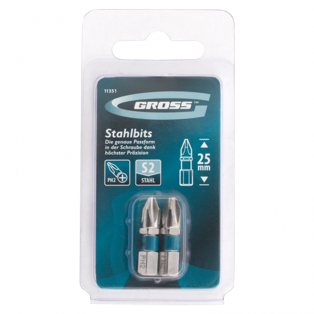 Бита РН2 х 25, сталь S2, 2 шт. Gross