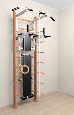 Деревянная шведская стенка Sv Sport 906о (Турник стандарт/Брусья/Скамья/Канат/Кольца/Лестница)