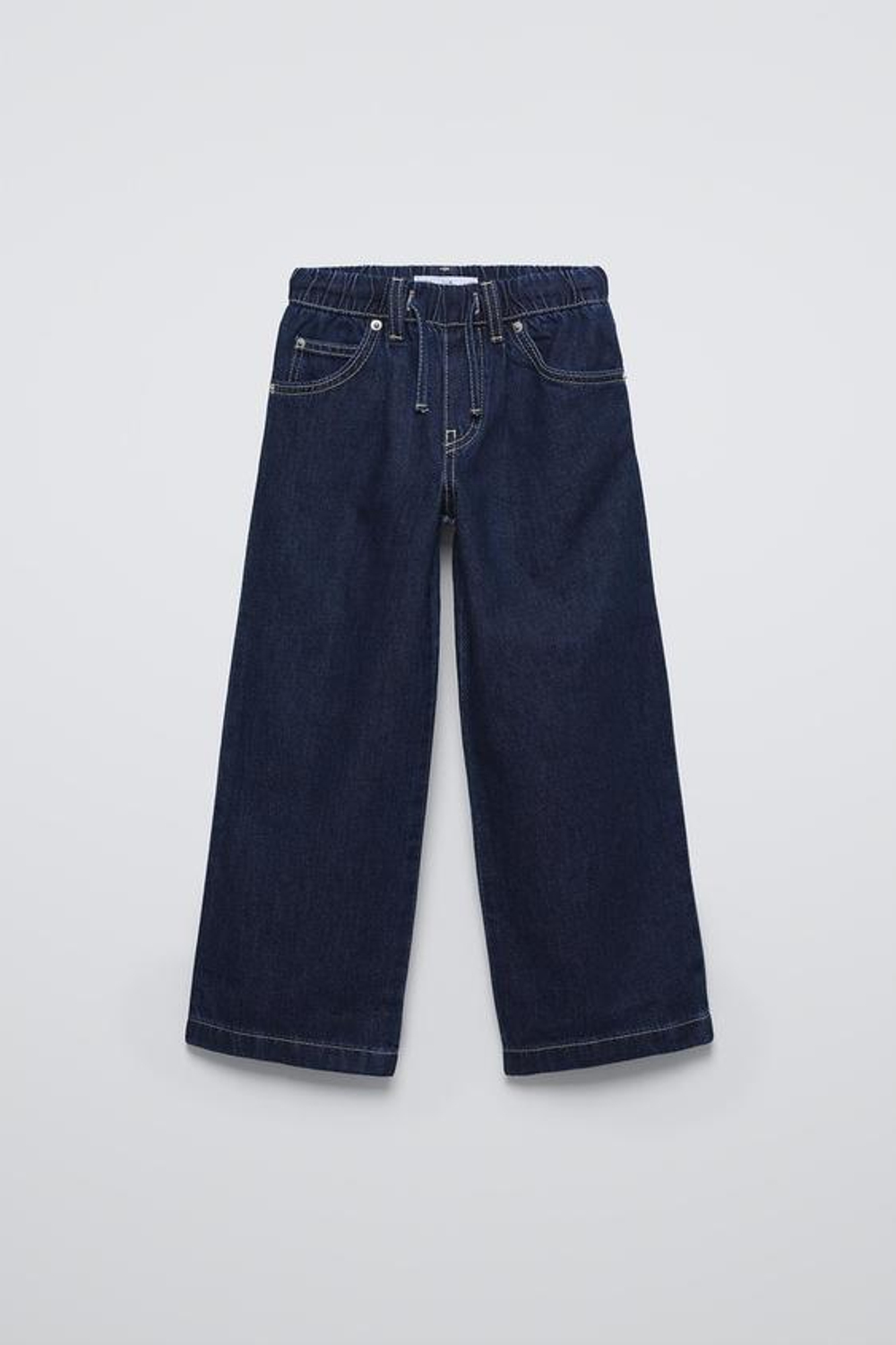 ZARA ДЖИНСЫ-КЮЛОТЫ СО ШНУРКОМ, СИНИЙ