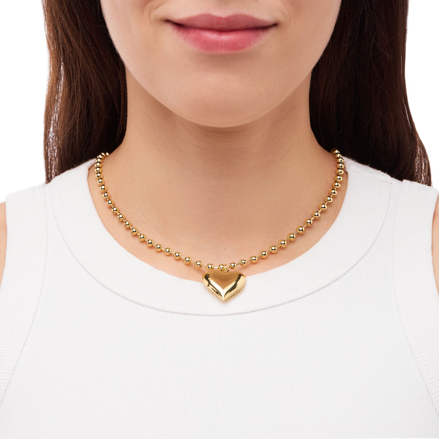 Колье Gold Chain Of Balls Necklace - Heart
