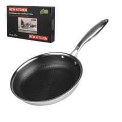 Сковорода 30/21,5 см h6 см New Kitchen Honeycombs нерж. с антиприг. покр. ИНДУКЦИЯ P.L.