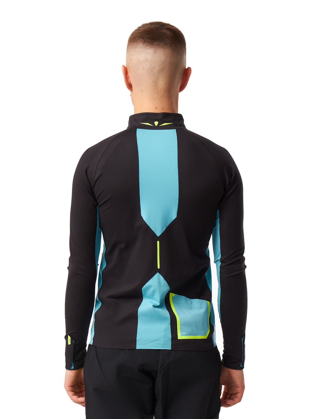 ЛОНГСЛИВ УТЕПЛЕННЫЙ МУЖСКОЙ 3/4 ZIP BRUSH | BLACK/SKYBLUE