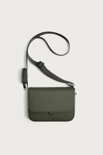 ZARA ПРОРЕЗИНЕННАЯ СУМКА С РЕЛЬЕФНЫМ УЗОРОМ, ЗЕЛЕНЫЙ ХАКИ
