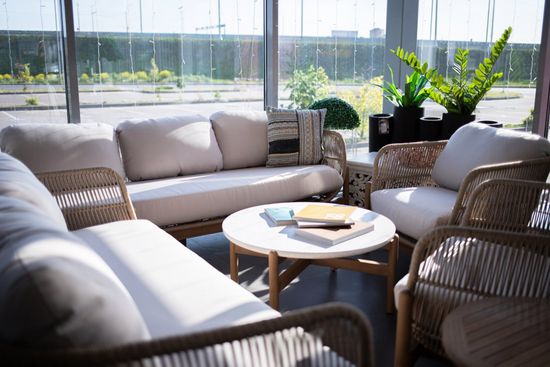 Диван деревянный плетеный трехместный Talara