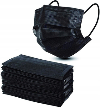 Маска одноразовая трехслойная (черная), уп-50 шт