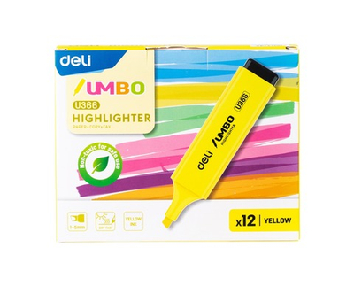 Маркер текстовыделитель DELI Jumbo 1-5мм, скошенный, желтый EU366