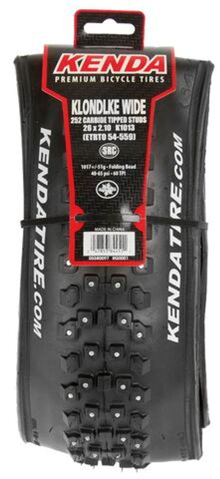 Покрышка 26"х2.10 (54-559) K1013 KLONDIKE WIDE 252шипа/4ряда(2,8-4,6 Bar) КЕВЛАРОВЫЙ КОРД (СКЛАДНАЯ) 1017г 60TPI KENDA