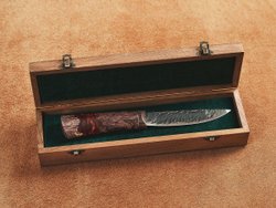 Якутский нож "Амга", сталь Х12МФ, рукоять коричневая стабилизированная карельская береза / акрил агат