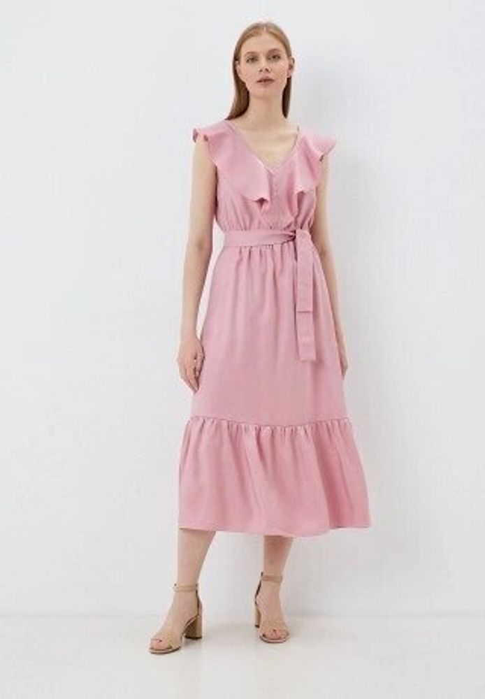 Платье ЛЕЯ без рукавов розовая с отливом