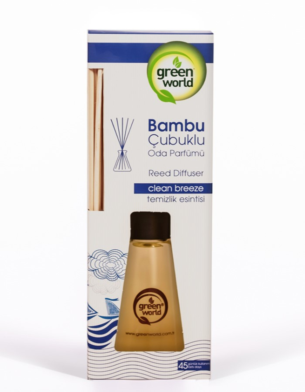 Green World Диффузор для дома с палочками Clean Breeze 75мл
