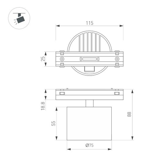 Трековый светодиодный светильник Arlight Mag-Vibe-Point-R75-10W Day4000-Mix 044816