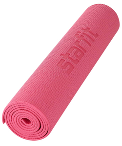 Коврик для йоги и фитнеса FM-101, PVC, 173x61x0,6 см, розовый