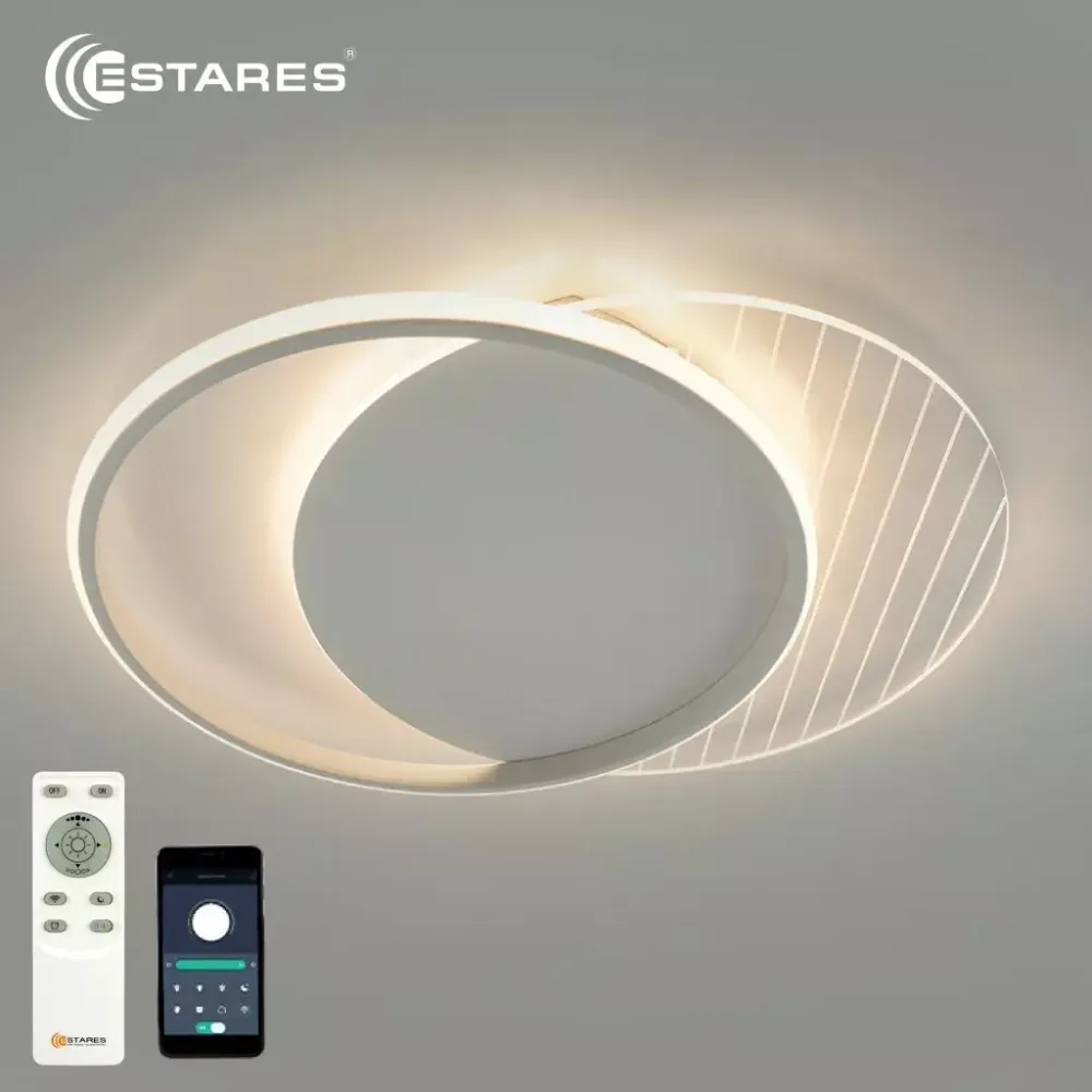 Управляемая светодиодная люстра AMATO 60W 2R-APP-400x505x52-WHITE/WHITE/CLEAR-220-IP20