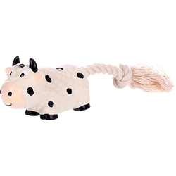 Flamingo Игрушка с пищалкой "Корова" 21см, латекс/канат, цвет в ассортименте