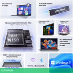 Ноутбук Chuwi GemiBook Xpro N-series N150 8Gb SSD256Gb Intel Graphics 14.1" IPS FHD (1920x1080) Windows 11 Home grey WiFi BT Cam 5000mAh