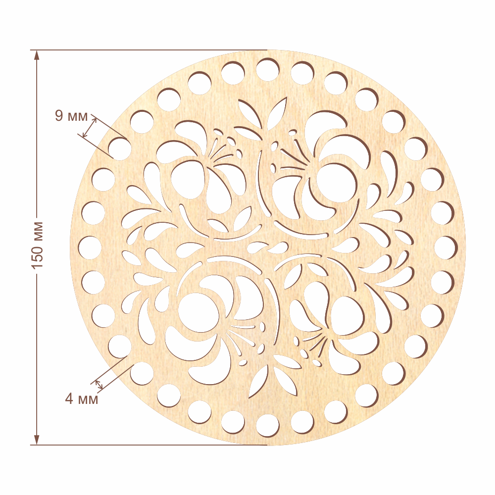 Резное донышко для корзины D=15 см, №18