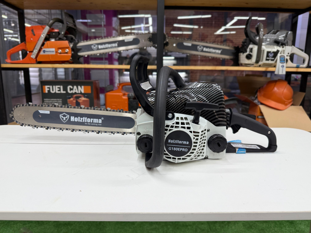 Бензопила G180E PRO шина 35 см Holzfforma (31.8 см³., 2 л.с.(1.5 кВт), 14″(35 см), 3/8″, 1.3 мм., 50 звеньев)