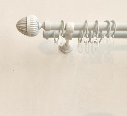 Карниз кованый для штор "Одеон" d19/19 мм двухрядный, цвет белый глянец