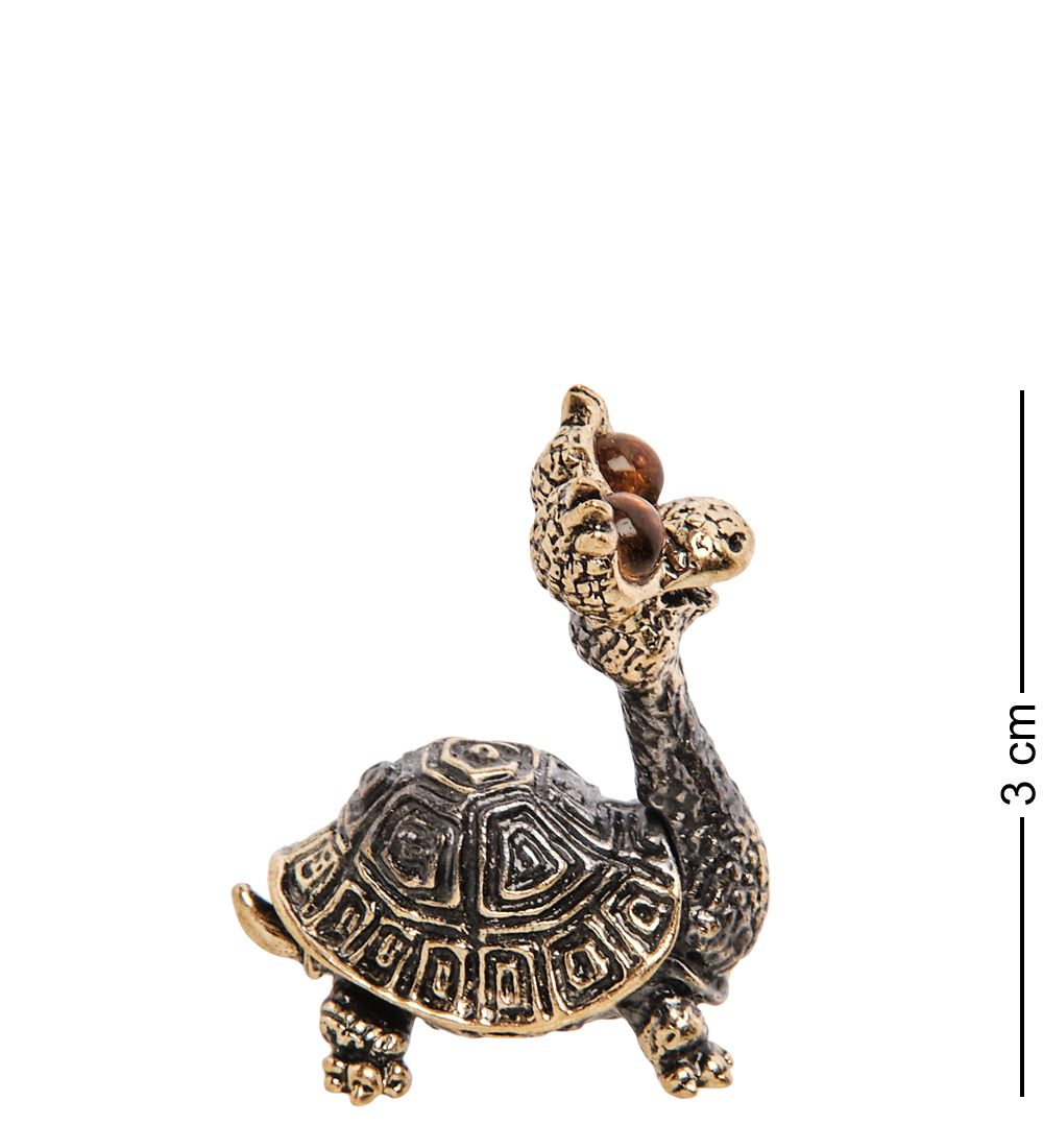 AM-3226 Фигурка «Черепаха Красотка» (латунь, янтарь)