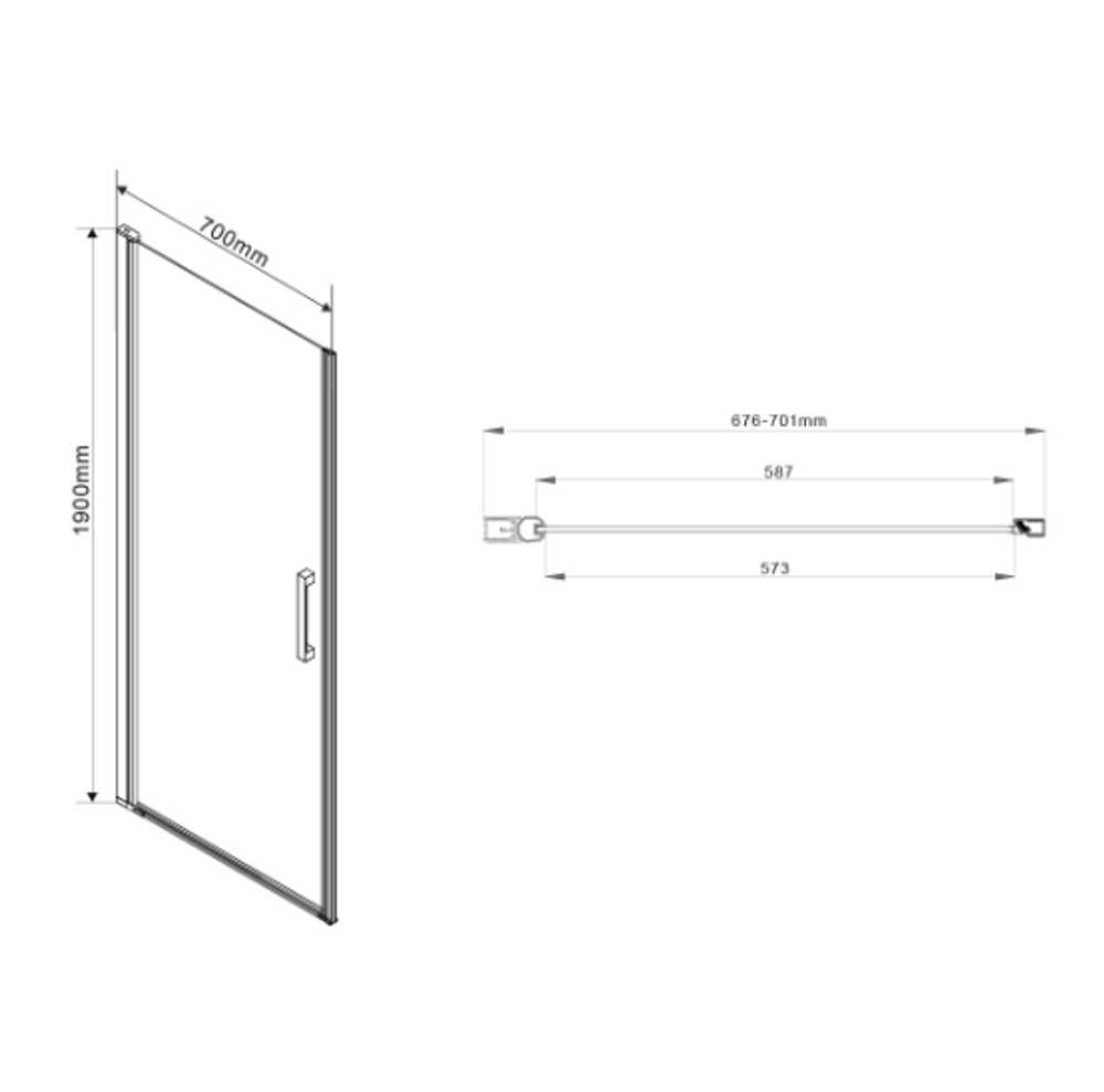 Душевая дверь Orta VPP-1O700CH-L, 700, хром, стекло шиншилла, левая, , шт
