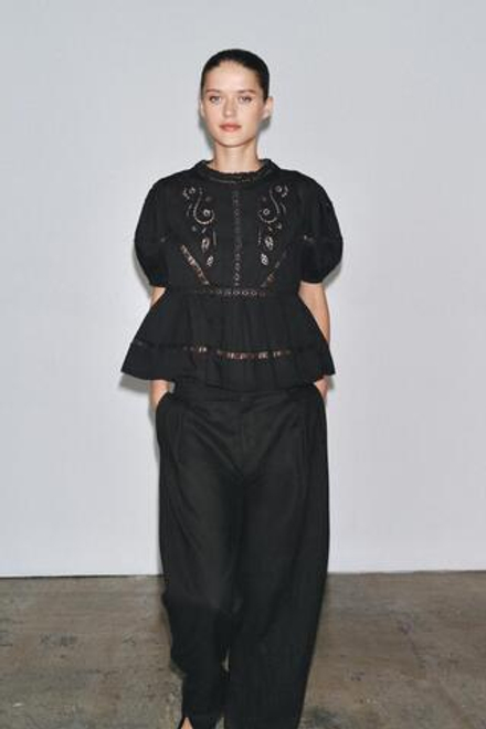 ZARA БЛУЗА ИЗ КОЛЛЕКЦИИ ZW ERED С ВЫШИВКОЙ, ЧЕРНЫЙ