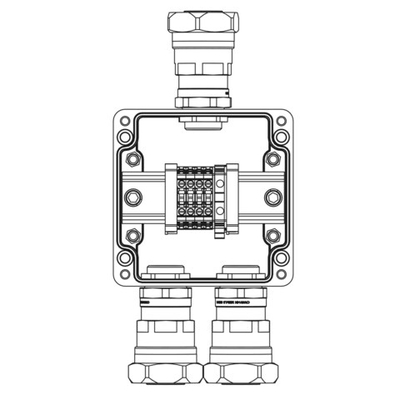 Взрывозащищенная клеммная коробка из полиэстера TBE-P-03-(4xCBC.4-1xTEO.4)-2xANP32CMB(A)-1xANP32CMB(C)1Ex e IIC Т5 Gb / Ex tb IIIC T95°C Db IP66/КЗ
