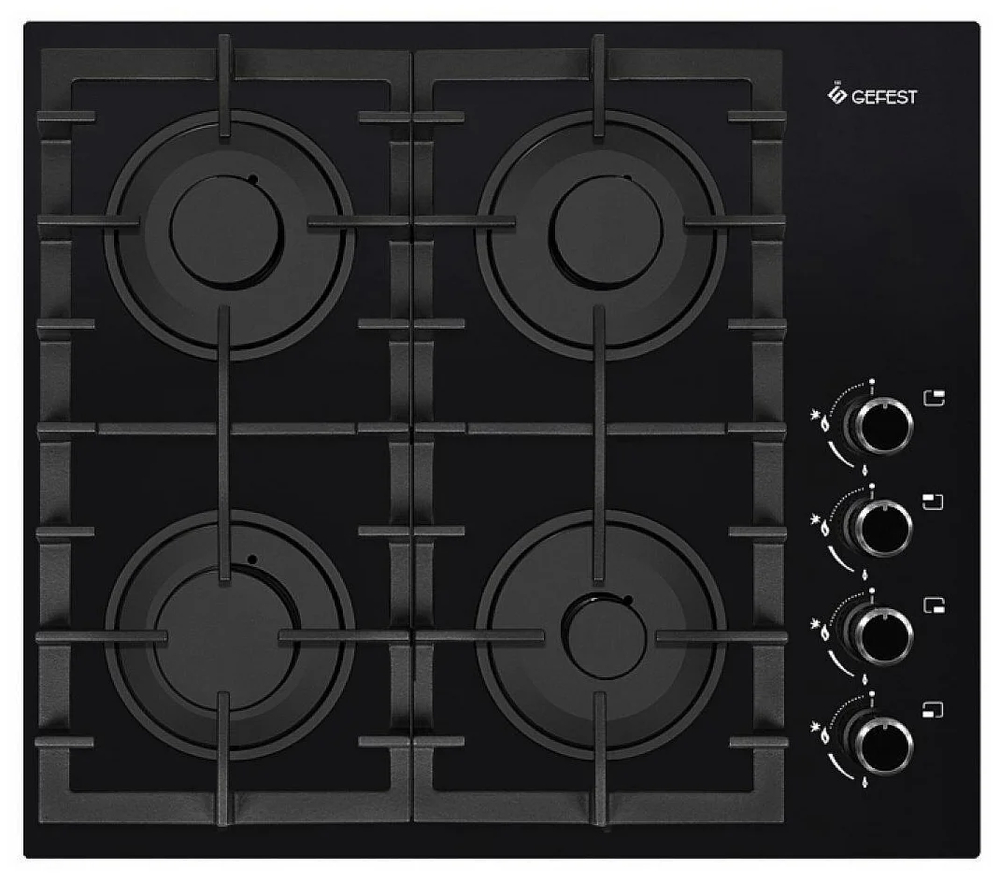 Поверхность варочная Гефест СВН 2230 К3 (черн стекл.двойн.реш.сереб ручки)