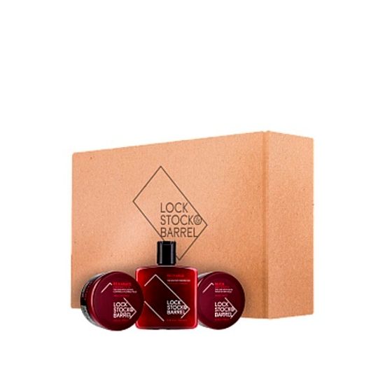 Подарочный набор №1 Lock Stock & Barrel, (шампунь Recharge 250мл, глина 85 карат, матовая мастика, крафт-коробка +риббон)