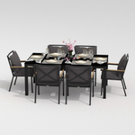 Обеденная группа Ideal Patio  КАНА ФЕСТА плюс каркас карбон, стол стекло 180, ткань антрацит