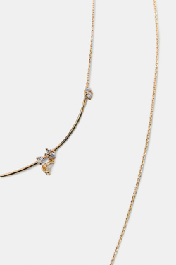 ZARA НАБОР ИЗ ДВУХ МИНИМАЛИСТИЧНЫХ ОЖЕРЕЛИЙ СО СТРАЗАМИ, ЗОЛОТИСТЫЙ