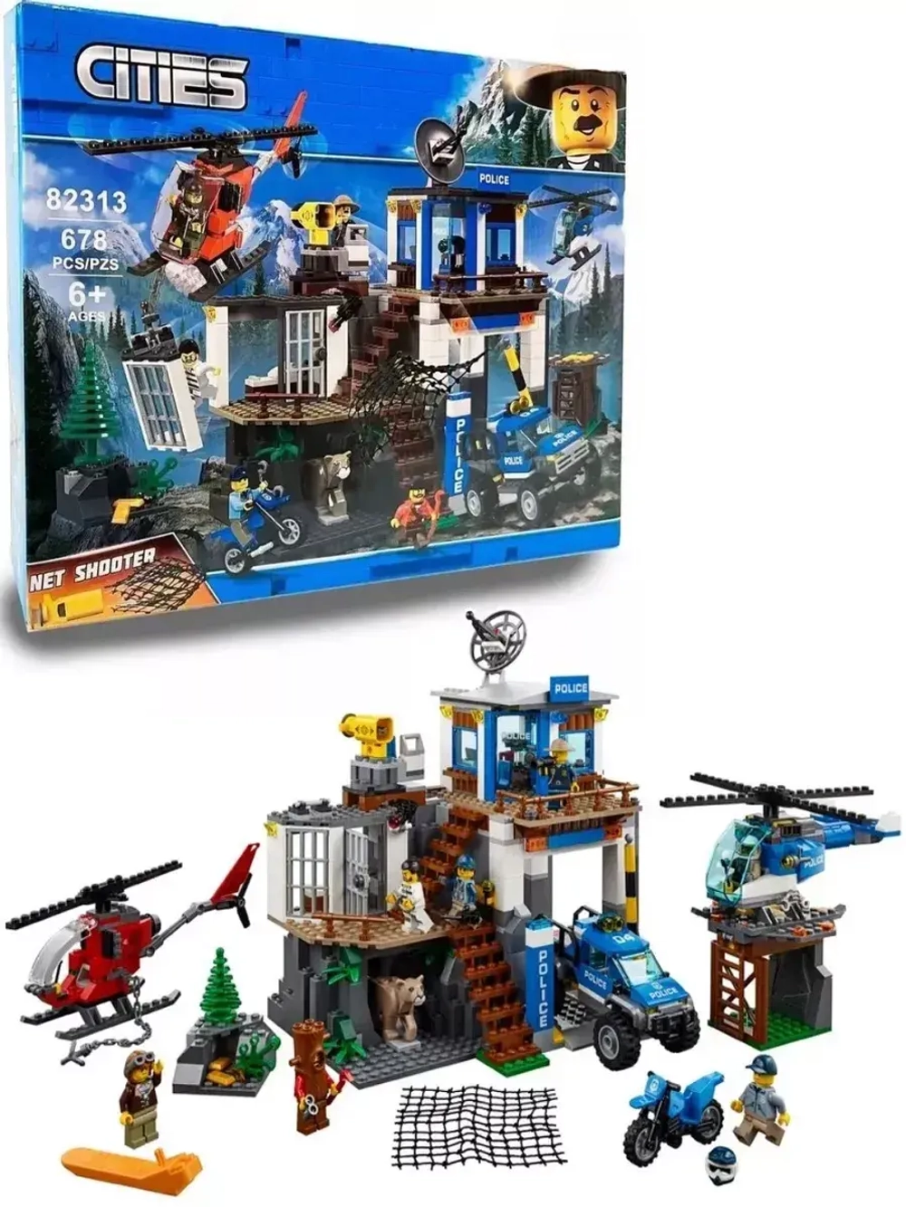 Конструктор Сити Полицейский участок в горах 678 дет 82313