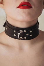 Коричневый широкий ошейник из мягкой кожи (Цвет: коричневый)