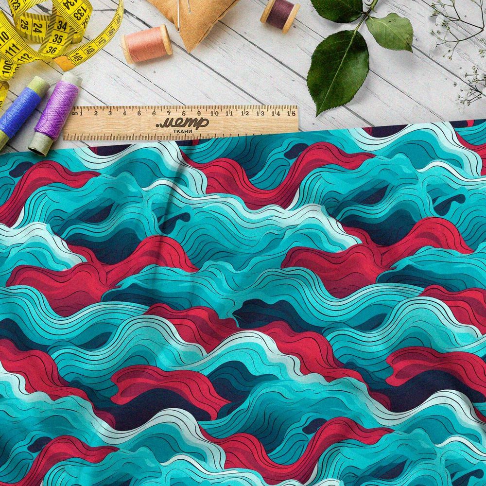 Ткань премиум флис мелодия волны