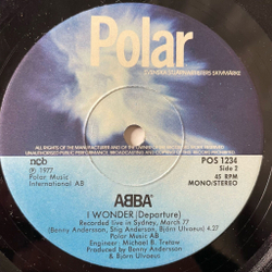 Винтажная виниловая пластинка LP ABBA АББА The Name Of The Game, I Wonder (Departure) (Швеция 1977) 7 дюймов, 45 RPM, Single